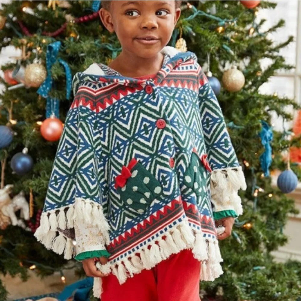 Matilda Jane A Caroling We Go Hooded Poncho Cape Festive Cotton Sherpa
